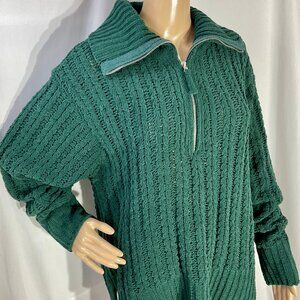 Aerie Sz Med Quarter Zip Cable Car Oversize Knit Womens Sweater